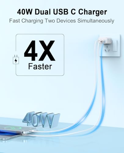 2Pack 40W USB C Charger Block Dual USB-C Port Power Adapter - size: 2 Pack