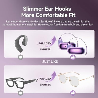 Xmenha Open Over Ear Earbuds Wireless Bluetooth Open Ear Headphones - color: Purple