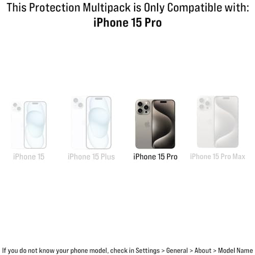 Scooch (5-in-1 Compatible with iPhone 15 Pro Screen Protector (3-Pack) with Camera Lens Protector (2-Pack) Premium 9H Tempered Glass, Anti-Scratch, Anti-Fingerprint, Impact Resistant - size: iPhone 15 Pro