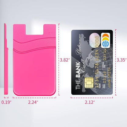 Senose 5 Pack Cell Phone Wallet, Silicone Phone Card Holder - color: Red+Orange+Pink+RoseRed+Light Green