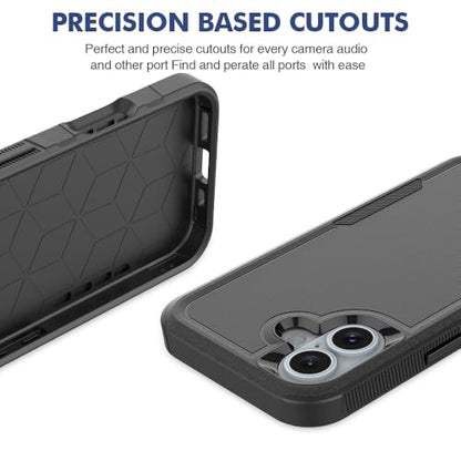 Heavy‑Duty Rugged Anti‑Drop Shockproof Protective Phone Case for iPhone 16, Durable Protective Shell, Black - color: Black, size: iPhone 16