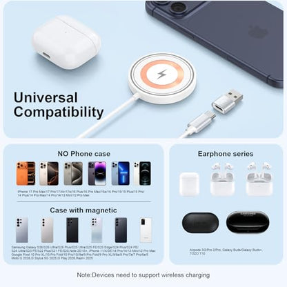 Wireless Charger Samsung S26 Ultra Fast Charging Pad Magnetic Phone Charger - color: White1
