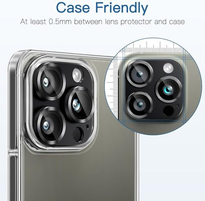 [2 Pack Camera Lens Protector for iPhone 16 Pro/16 Pro Max,9H Tempered Glass,Aviation Aluminum Plate Cover,Night Circle,No Bubble,HD Clarity,Case Friendly,Easy Installation-Black - size: for iPhone 16 Pro/16 Pro Max