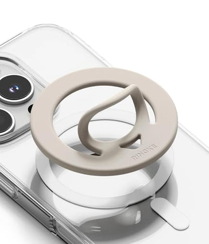 Ringke Dual Magnetic Silicone Ring [Compatible with MagSafe] Phone Grip, Dual-Sided Powerful Magnet, Lightweight (0.04 lb) & Super Slim (0.13 in) Soft Holder for iPhone, Galaxy, Pixel - Warm Gray - color: Warm Gray