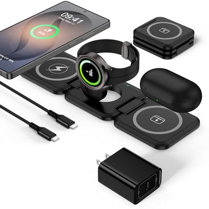 Wireless Charger for Samsung, 3 in 1 Charging Station Travel Charger - color: Black
