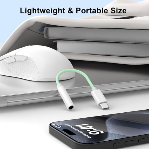[Apple MFi Certified] USB C to 3.5mm Headphone Adapter for iPhone 17 16 iPad - color: Green