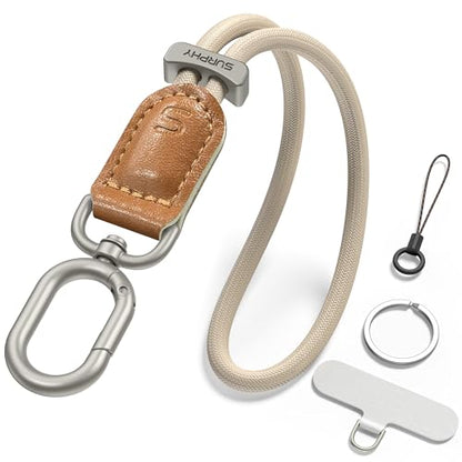 SURPHY Phone Wrist Strap, Keychain Wristlet, Phone Lanyard with Tether Tab - color: Starlight & Brown