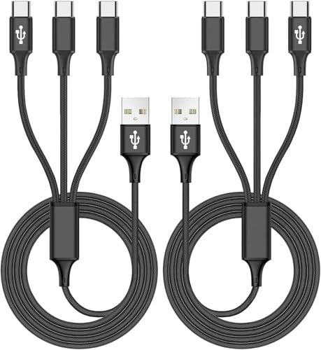 Awnuwuy Multi 3 in 1 USB C Cable 6.6FT 2Pack,Charge 3 Phones Simultaneously - color: Black 3USB-C, size: 6.6FT