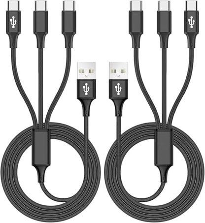 Awnuwuy Multi 3 in 1 USB C Cable 6.6FT 2Pack,Charge 3 Phones Simultaneously - color: Black 3USB-C, size: 6.6FT