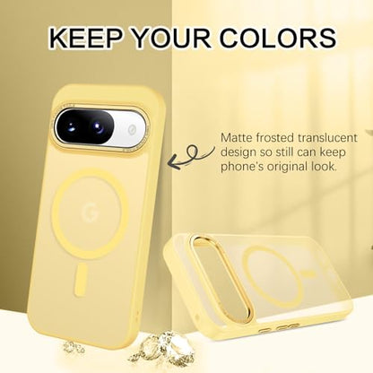BENTOBEN for Google Pixel 9 Case [Compatible with Magsafe] Translucent Matte Magnetic Pixel 9 Case Slim Thin Shockproof Women Men Girls Boys Protective Phone Cases for Google Pixel 9 6.3", Yellow - color: Yellow