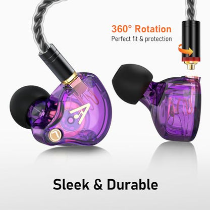 Audiovance Vibes 202 HiFi Wired Earbuds, IEM in-Ear Monitor Headphones - color: 9-Purple
