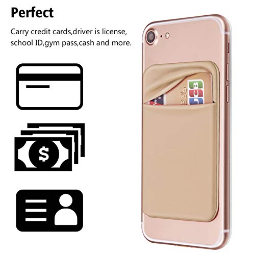 OBVIS Cell Phone Card Holder Stick On Wallet, Gold, 2 Pack - color: Gold