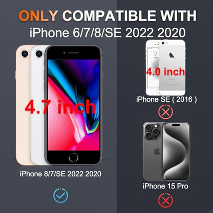 Case for iPhone 8/7/SE 2022 2020, with Screen Protector,Military Grade Heavy Duty Shockproof Phone Cover with Wrist Lanyard Strap for iPhone 8/7/SE 2nd 3rd 4.7 inch,Red | with Screen Protector+Wrist Lanyard Strap,Heavy Duty Shockproof Case for iPhone 8/7/