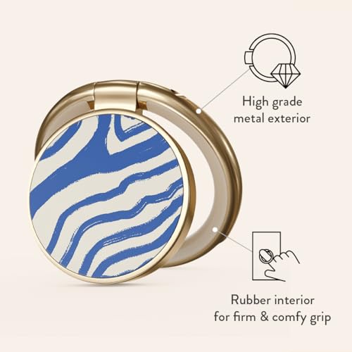 BURGA Cell Phone Ring, Holder Grip and Stand - Finger Phone Grip for Back of Smartphone Case, Kickstand 360 Rotation, Universal Ring for iPhone Samsung Galaxy Huawei Google Pixel, Stylish Accessories - color: Seven Seas, style: Gold