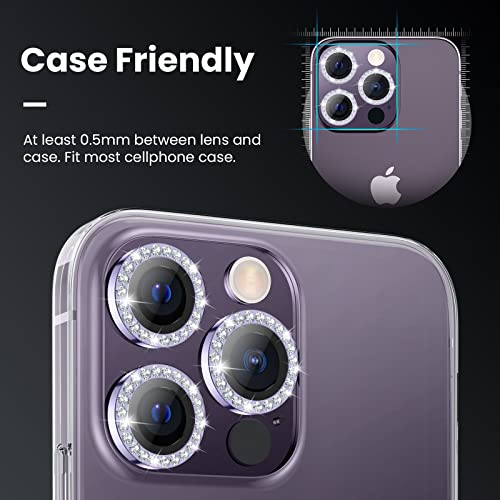 Tensea Bling Camera Lens Protector for iPhone 14 Pro/iPhone 14 Pro Max - color: B-Purple Diamond