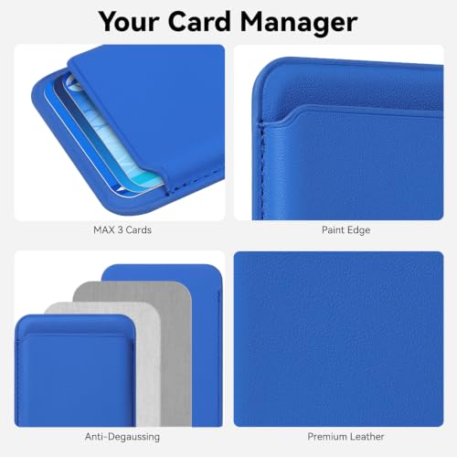 Magnetic Wallet Cell Phone Card Holder for Phone Case with Mag-Safe | Stronger Magnetic RFID Leather Phone Wallet Stick on Series of iPhone 17/16/15/14/13/12 and Pro/Promax, Klein Blue - color: Klein Blue, size: 1 Pack