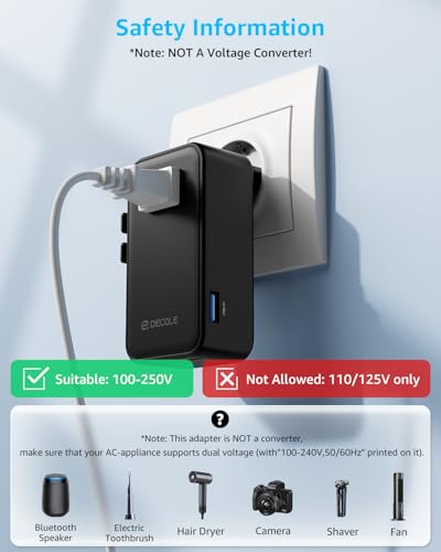 “Air” Universal Travel Adapter 3 USB-C＆ 1 USB-A Cover 200+ Countries - color: Black, size: A1R GaN45W