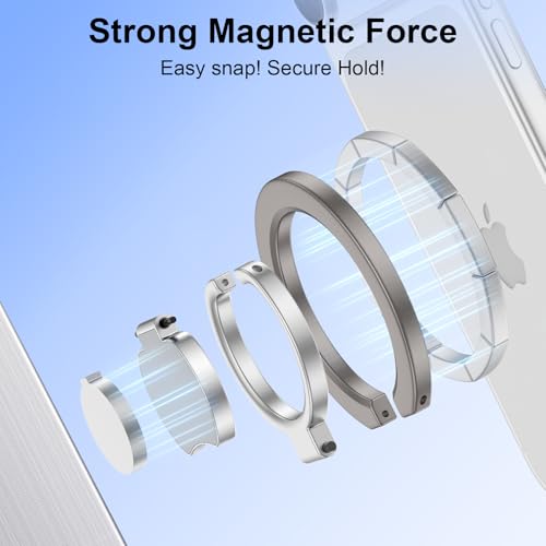 Magsafe Grip Phone Ring Holder for iPhone 17 Pro Max/17 Pro/17 Plus/17/Air/16e/16/15/14/13/12, Dual-Side Adjustable Magnetic Phone Stand Magsafe Kickstand for Samsung,Android,iPad, Magnetic Car Mount