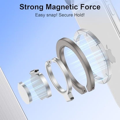 Magsafe Grip Phone Ring Holder for iPhone 17 Pro Max/17 Pro/17 Plus/17/Air/16e/16/15/14/13/12, Dual-Side Adjustable Magnetic Phone Stand Magsafe Kickstand for Samsung,Android,iPad, Magnetic Car Mount