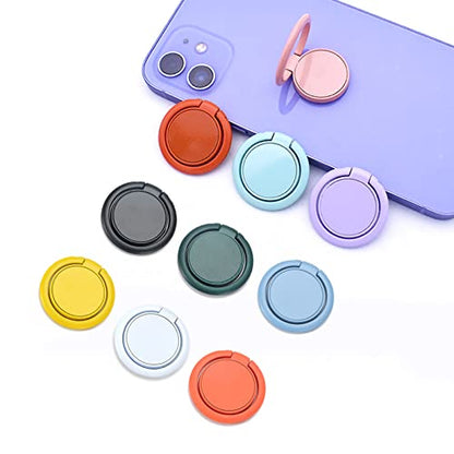 [2 Pack] Matte Finish Round Ultra-thin Cell Phone Ring Holder Stand,360 Degree Rotation and 180 Degree Adjustable Finger Ring Kickstand with Frosted Metal Phone Grip (Purple)