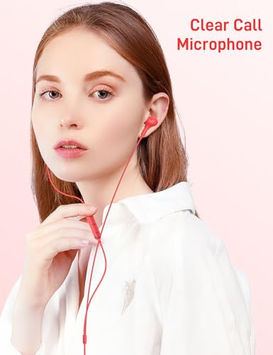 USB C Headphones for Apple/iPhone Duo 18 17 16 15 Wired Earbuds with Case - color: Red