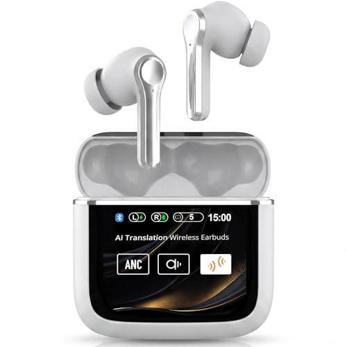 ANC Noise Cancelling Earbuds, Bluetooth 6.0, 60H Battery, White