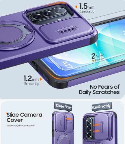 JAME for Samsung Galaxy A17/A16 5G Phone Case with Stand Slide Camera Cover - color: Purple, size: Galaxy A16/A17