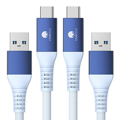 CONMDEX Android Auto USB Cable [3ft, 2-Pack] 10Gbps, 3A Fast Charging - color: Blue, size: 3ft+3ft, style: 2Pack
