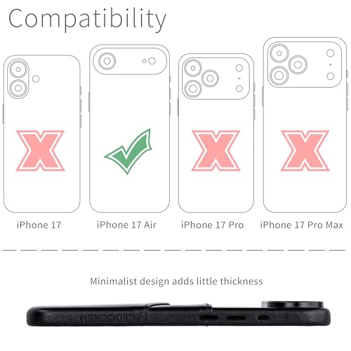 Dockem Card Case for iPhone 17 Air with Magnetic Mounting Plate, Camera Control Button, Wallet with 2 Holder Slots: M2 Exec Premium Synthetic Leather (Black) - color: Black, size: 17 Air