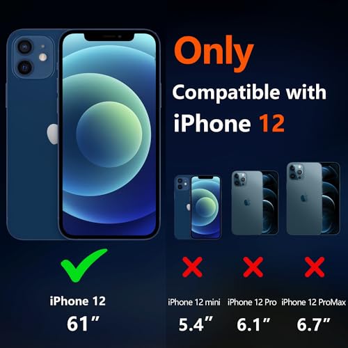 Diverbox for iPhone 12 case, iPhone 12 Magnetic case [with Screen Protector and Camera Lens Protector ] 2 Pack [15 FT Military Grade Drop Protection] Heavy Duty Shockproof Phone Case (Black) - color: Magnetic Black