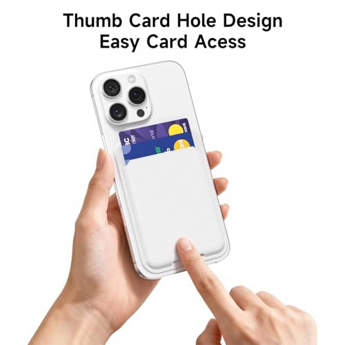oakxco Phone Wallet Stick On, Slim Thin Adhesive ID Credit Card Holder Wallet Pocket Back of Phone Case, Hard Shell Plastic Sleeve Sticky Card Wallets Pouch for iPhone Samsung Pixel, White - color: White