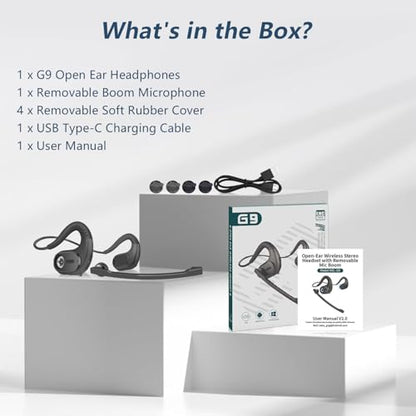 BANIGIPA Bluetooth Headset with Removable Microphone, Open Ear Headphones