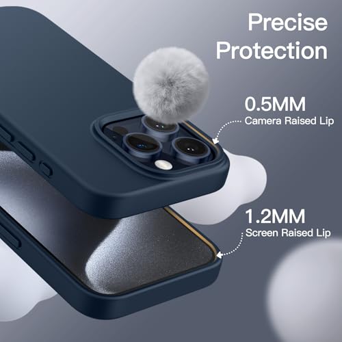 JETech Silicone Case for iPhone 15 Pro Max, Navy | Silky Soft Touch, Shockproof Protection, Scratch Resistant, Microfiber Lining - color: Navy, size: iPhone 15 Pro Max