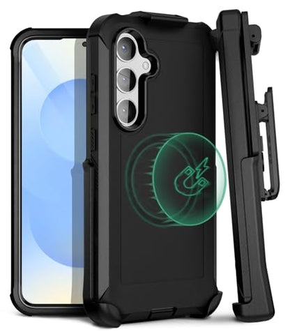 MOTIVE Heavy Duty Case for Samsung Galaxy s25/s24, Belt Clip Holster | 6.2" | Bunker Series, Military Grade Multi-Layer Protection, PC/TPU Build, Sealed Port Cover, Compatible with MagSafe Qi2 Charging - size: s25 & s24