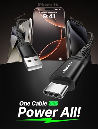 JSAUX USB C Cable [2-Pack 6.6ft], USB A to USB C for iPhone, Samsung, Black - color: Black, size: 6.6ft+6.6ft