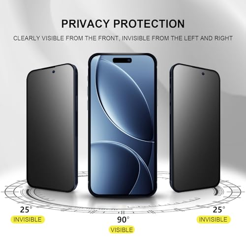 2 Pack for iPhone 17 Pro Max 6.9" Matte Privacy Screen Protector Anti-glare Anti-spy Tempered Glass Film Anti-fingerprint Easy Installation - size: iPhone 17 Pro Max
