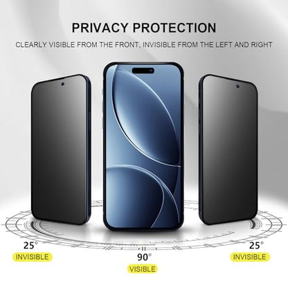 2 Pack for iPhone 17 Pro Max 6.9" Matte Privacy Screen Protector Anti-glare Anti-spy Tempered Glass Film Anti-fingerprint Easy Installation - size: iPhone 17 Pro Max