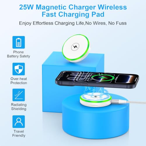 25W Wireless Charger Magnetic Phone Charger for Google Pixel 11Pro XL 10a 9 - color: white1