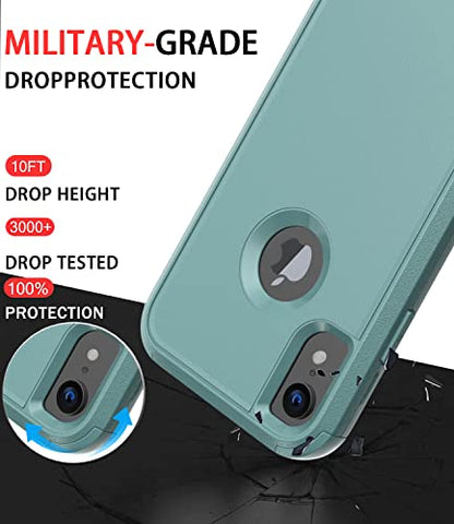 Diverbox for iPhone Xr Case [Shockproof] [Dropproof] [Dust-Proof],Heavy Duty Protection Phone Case Cover for Apple iPhone XR (Pine Green) - color: Pine Green-3in1