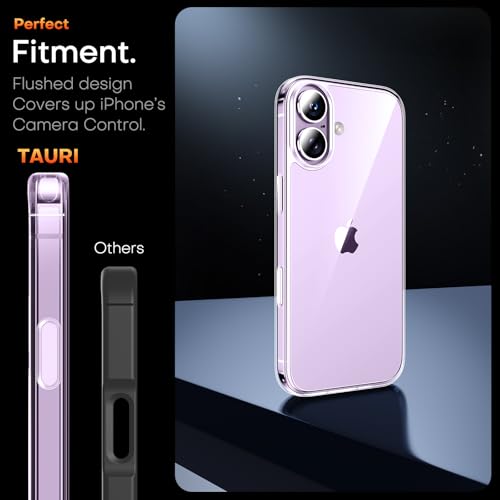TAURI for iPhone 17 Case, Camera Control Anti-Yellowing, with Screen Protector, Military-Grade Protection Shockproof Phone Case for iPhone 17, Clear - color: B-Button Clear