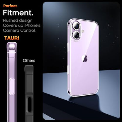 TAURI for iPhone 17 Case, Camera Control Anti-Yellowing, with Screen Protector, Military-Grade Protection Shockproof Phone Case for iPhone 17, Clear - color: B-Button Clear