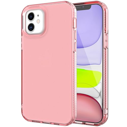 for iPhone 12 Clear, [Crystal Clear][Non-Yellowing] Slim Shockproof Reinforced Drop Protective Flexible TPU Back Cover Phone Case for iPhone 12(Pink) - color: Pink