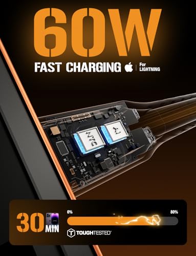 ToughTested 8FT USB-C to Lightning Cable, MFi Certified, 3A Fast Charge