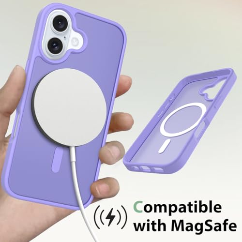PinLiSheng Magnetic for iPhone 16 Case [Mil-Grade Drop Protection] [Compatible with Magsafe] Shockproof Slim Translucent Matte Protective Phone Case - Light Purple - color: A-Light Purple, size: iPhone 16