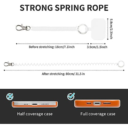 HOTEMIA Phone Tether Lanyard Anti-Drop Outdoor Strap with Carabiner for Skiing, Hiking, Cycling, Fishing, Climbing - Fit iPhone and Most Cell Phones (Black+White) - color: Black+White