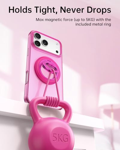 SYNCWIRE Magnetic Phone Ring Holder, for MagSafe Phone Grip Stand Kickstand - color: Hot Pink