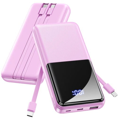 CFIAI Portable Charger 15000mAh Slim Power Bank with Built in Cables