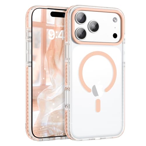 BENTOBEN Magnetic for iPhone 17 Pro Case 6.3", Compatible with Magsafe Shockproof Protective Bumper Cute Transparent Slim Anti-Yellowing Phone Case for iPhone 17 Pro Cover,Clear Orange - color: Clear Orange, size: for iPhone 17 Pro 6.3"