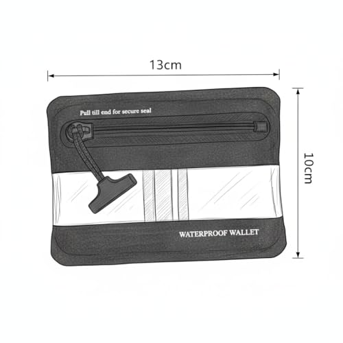 Heavy Duty Airtight Wallet Submersible Waterproof Wallet Protection for Keys, Cards - color: Black with Clear Window, size: 5.2" X 4" / 13.5CM X 10 CM