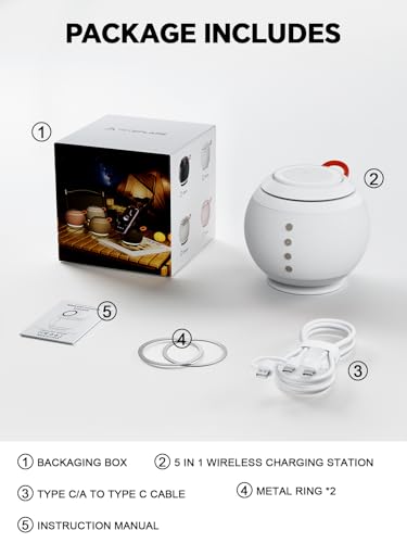Bluetooth Speaker with Wireless Charging Stand, Brown, White - color: White